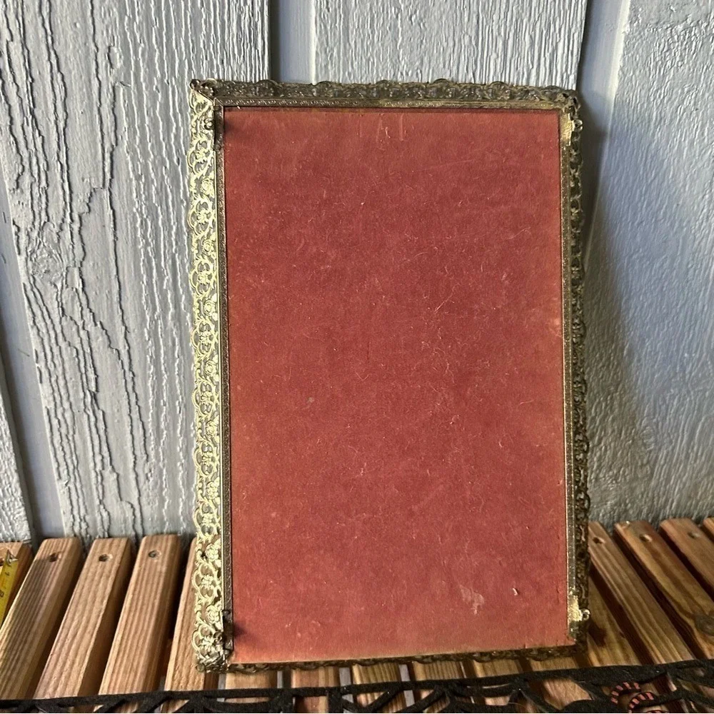 Vintage‎ Glass Vanity Mirror Tray Large Hollywood Regency Brass Mid Century MCM